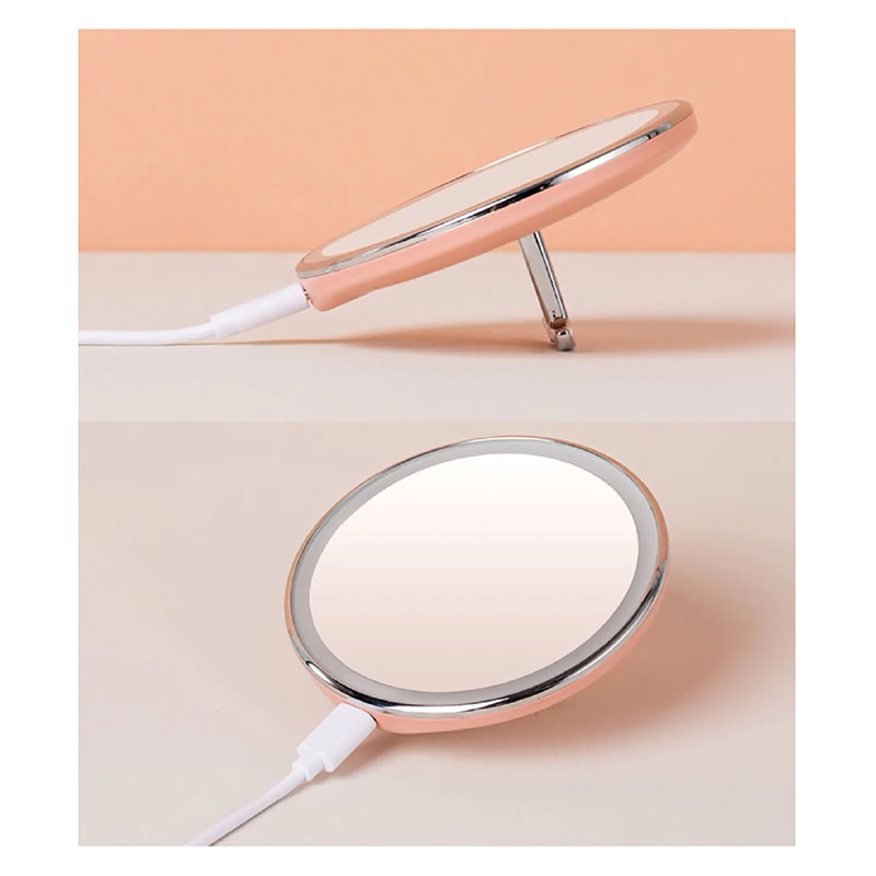 зеркало косметическое jordan & judy led makeup mirror (nv030), pink с подсветкой