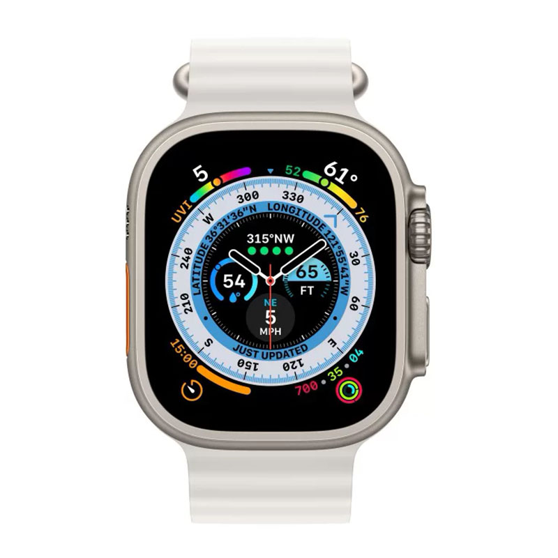 умные часы apple watch ultra gps + cellular 49мм titanium case with white ocean band, белый