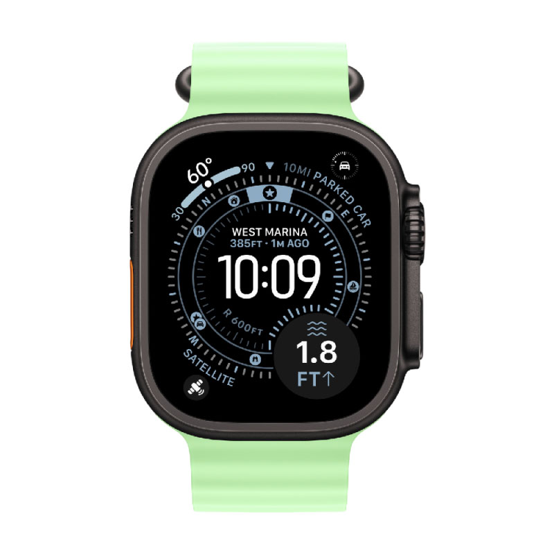 умные часы apple watch series ultra 3 (2025) 49 мм, black titanium case, neon green ocean band