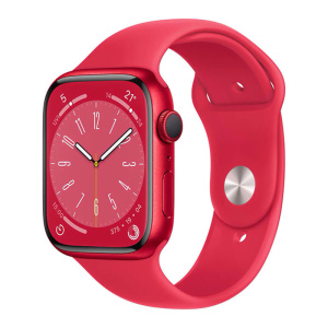 умные часы apple watch series 8 gps 45мм red aluminum case with red sport band