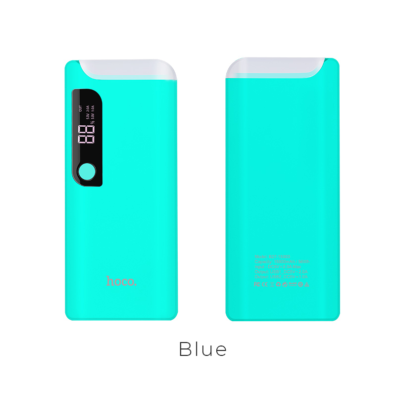 аккумулятор hoco b27-15000mah 2usb+lcd+lamp blue (голубой)