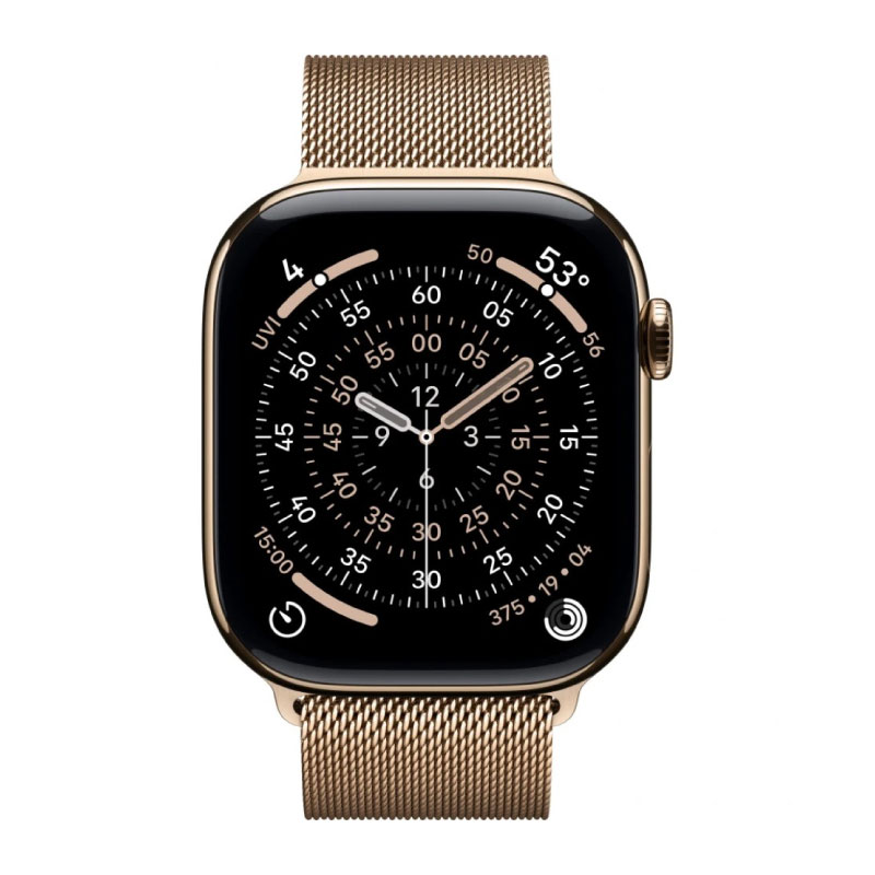 умные часы apple watch series 11 (2025) gps + cellular 42 мм, gold titanium case, milanese loop, gold s/m
