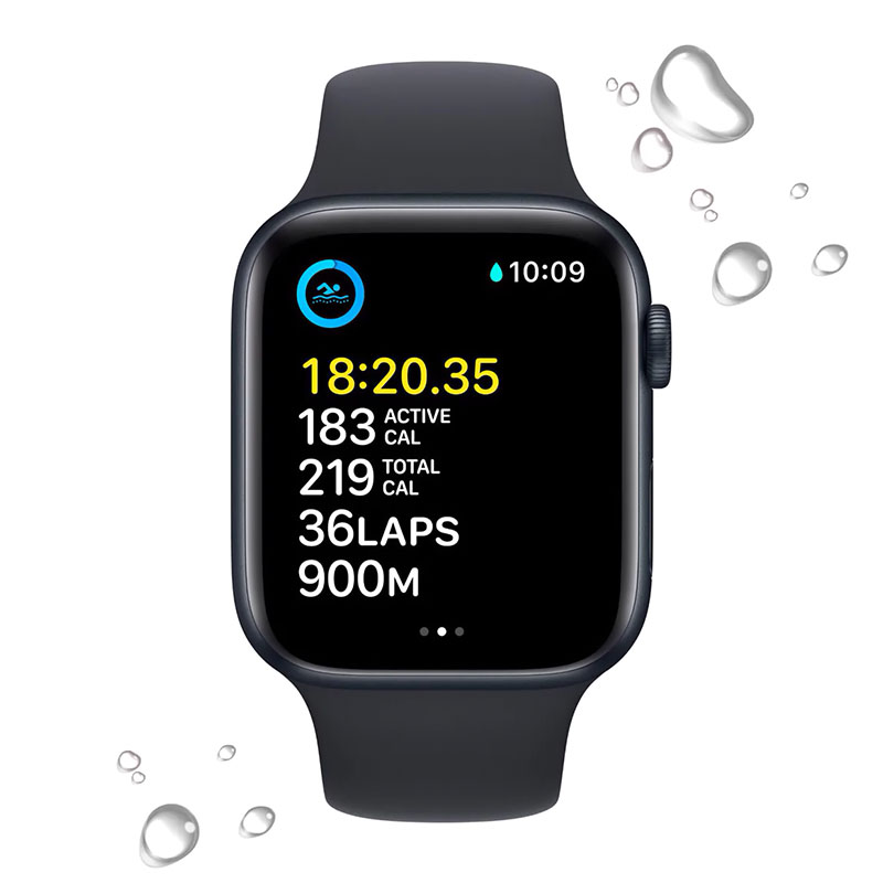 часы apple watch se gen 2 gps (2022) 40mm midnight aluminium case, midnight sport band mnt83ll/a (m/l)