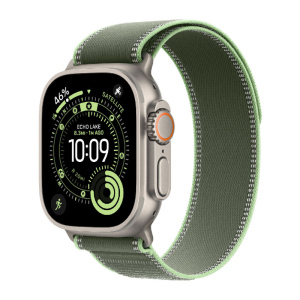 умные часы apple watch series ultra 3 (2025) 49 мм, natural titanium case, green trail loop