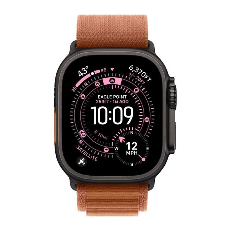 умные часы apple watch series ultra 3 (2025) 49 мм, black titanium case, terra cotta alpine loop