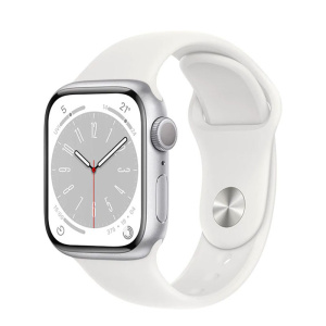 умные часы apple watch series 8 gps 41мм silver aluminum case with white sport band mp6l3ll/a (размер s/m)