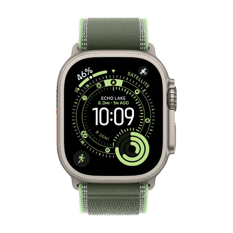 умные часы apple watch series ultra 3 (2025) 49 мм, natural titanium case, green trail loop