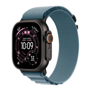 умные часы apple watch series ultra 3 (2025) 49 мм, black titanium case, light blue alpine loop