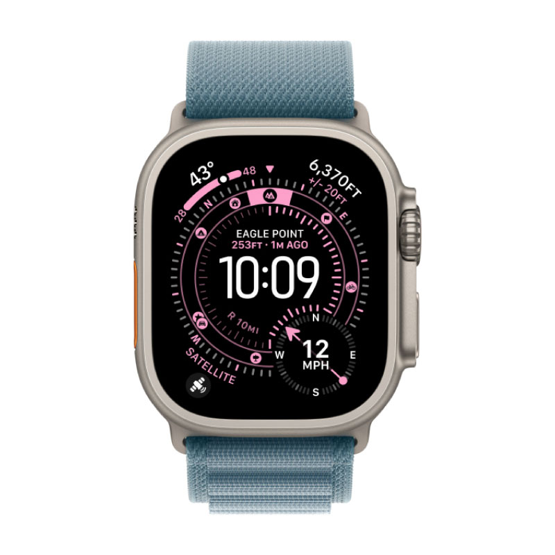 умные часы apple watch series ultra 3 (2025) 49 мм, natural titanium case, light blue alpine loop