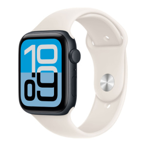 умные часы apple watch series se 3 (2025) gps 44 мм, midnight aluminum case, starlight sport band m/l