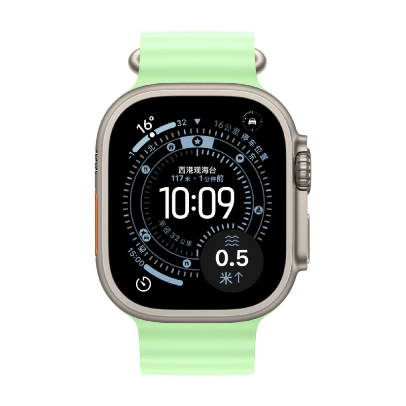 умные часы apple watch series ultra 3 (2025) 49 мм, natural titanium case, neon green ocean band