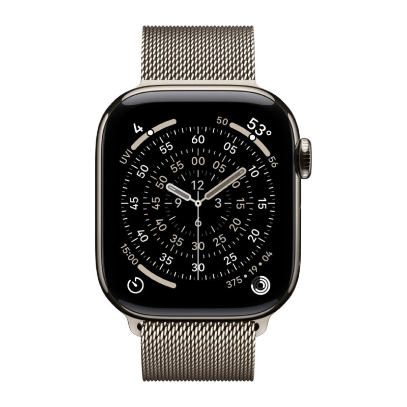 умные часы apple watch series 11 (2025) gps + cellular 46 мм, natural titanium case, milanese loop, natural m/l
