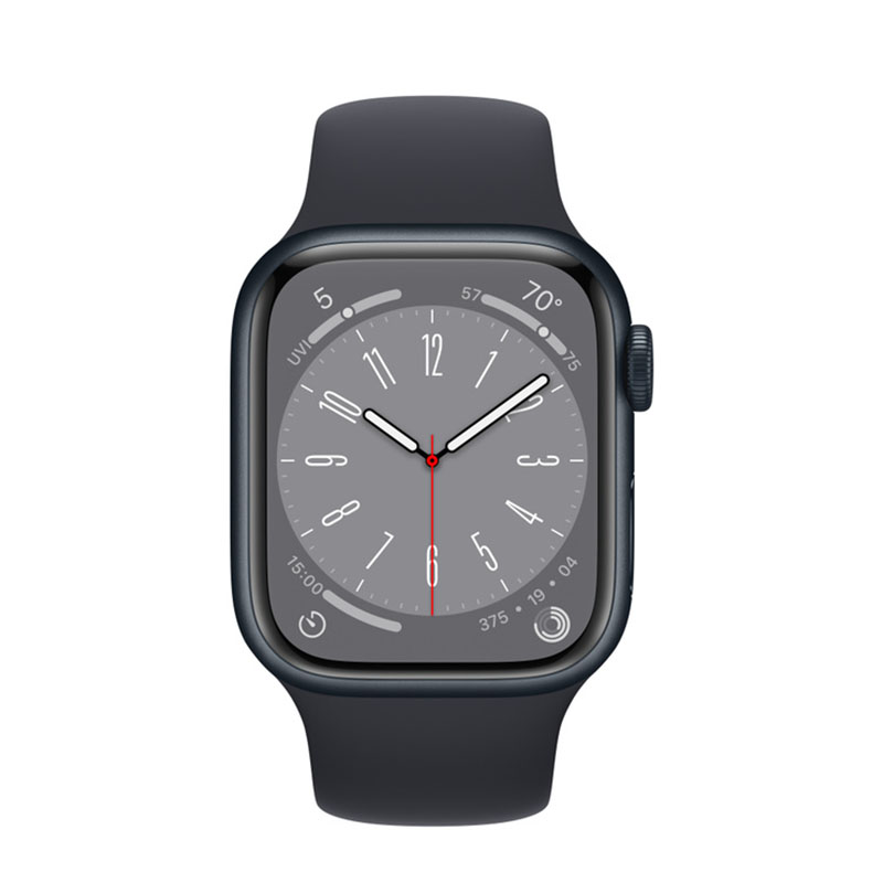 умные часы apple watch series 8 gps 41мм midnight aluminum case with midnight sport band (размер m/l)
