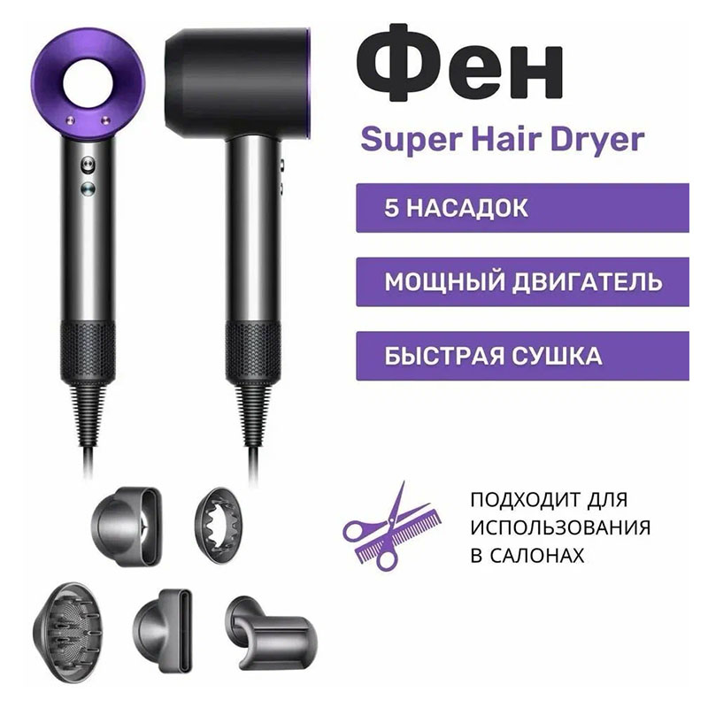 фен xiaomi sencicimen hair dryer hd15, фиолетовый