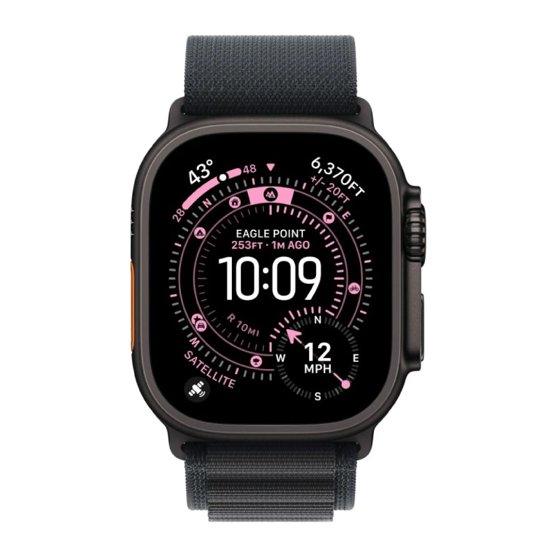 умные часы apple watch series ultra 3 (2025) 49 мм, black titanium case, black alpine loop
