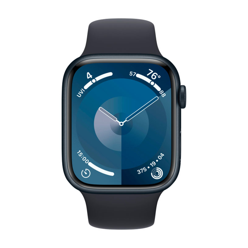 смарт-часы apple watch series 9, 45мм, m/l sport band, тёмная ночь (mr9a3)