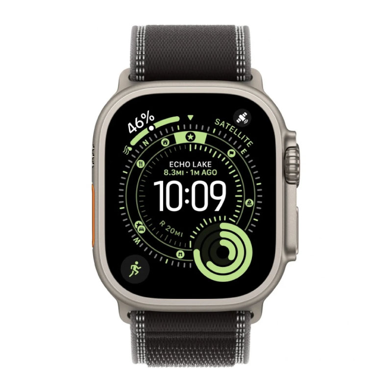умные часы apple watch series ultra 3 (2025) 49 мм, natural titanium case, black trail loop