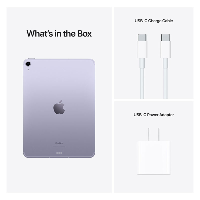 планшет apple ipad air (2022) 64 гб wi-fi + cellular purple (mme93zp/a)