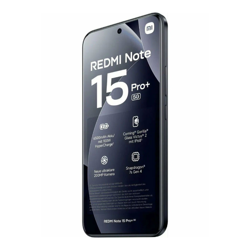 смартфон xiaomi redmi note 15 pro+ 5g 8/256 гб, dual nano sim, black/черный