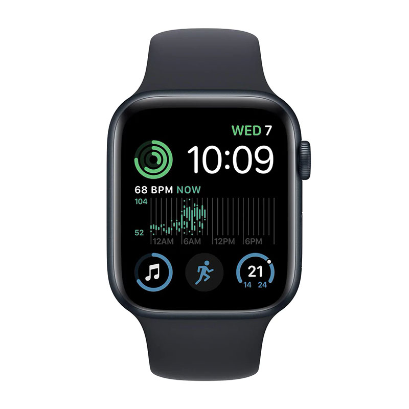 часы apple watch se gen 2 gps (2022) 44mm midnight aluminium case, midnight sport band mntg3ll/a (m/l)
