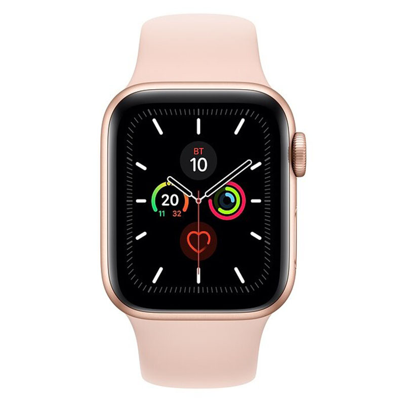 часы apple watch series 5 gps 44mm aluminum case with sport band gold, pink sand (розовый)