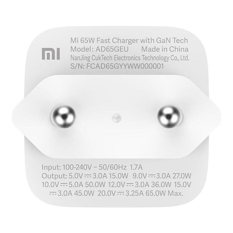 сетевая зарядка xiaomi mi 65w fast charger with gan tech (eu)