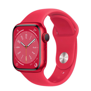 умные часы apple watch series 8 gps 41мм red aluminum case with red sport band