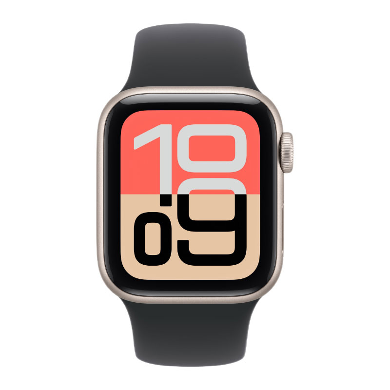 умные часы apple watch series se 3 (2025) gps 40 мм, starlight aluminum case, black sport band s/m
