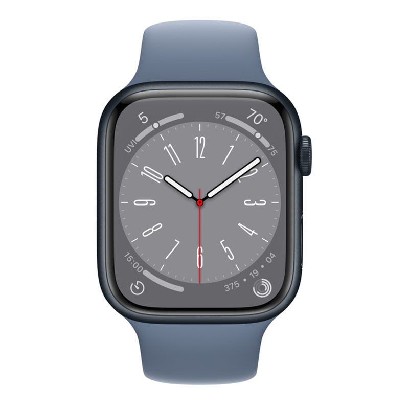 умные часы apple watch series 8 gps 45мм midnight aluminum case with sport band