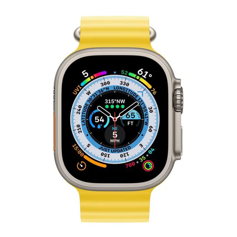 умные часы apple watch ultra gps + cellular 49мм titanium case with yellow ocean band, желтый