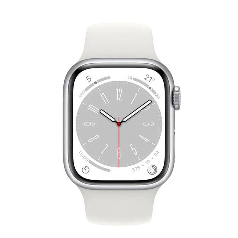 умные часы apple watch series 8 gps 41мм silver aluminum case with white sport band (m/l)