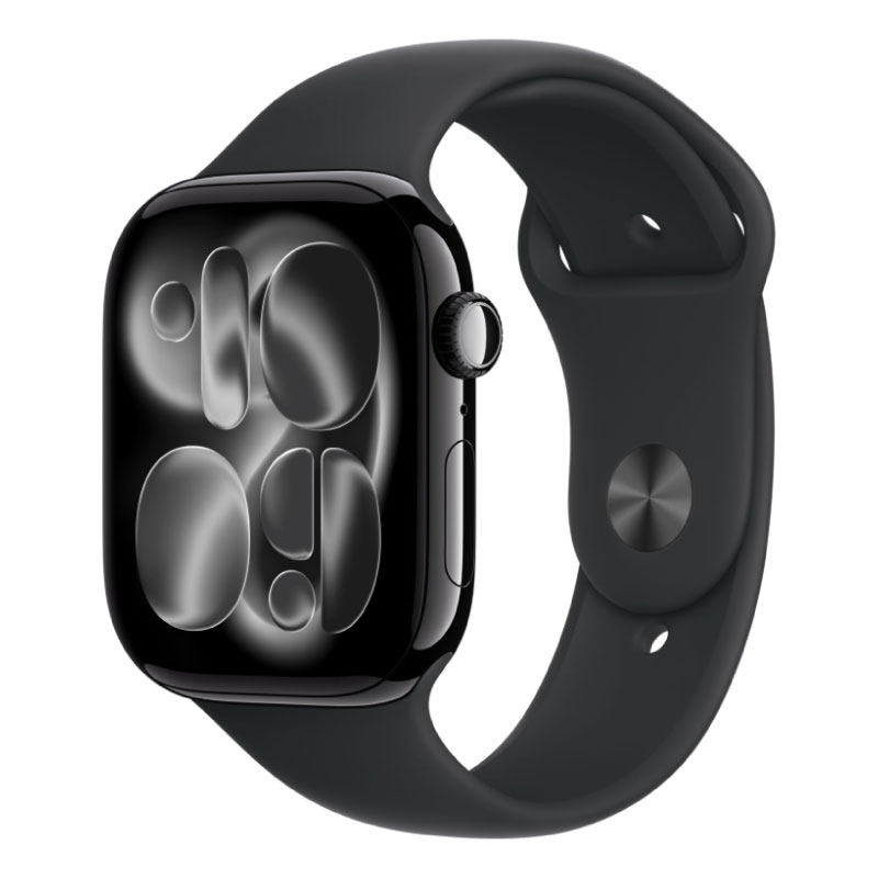 умные часы apple watch series 11 (2025) gps 46 мм, jet black aluminium case, sport band, black m/l фото умные часы apple watch series 11 (2025) gps 46 мм, jet black aluminium case, sport band, black m/l