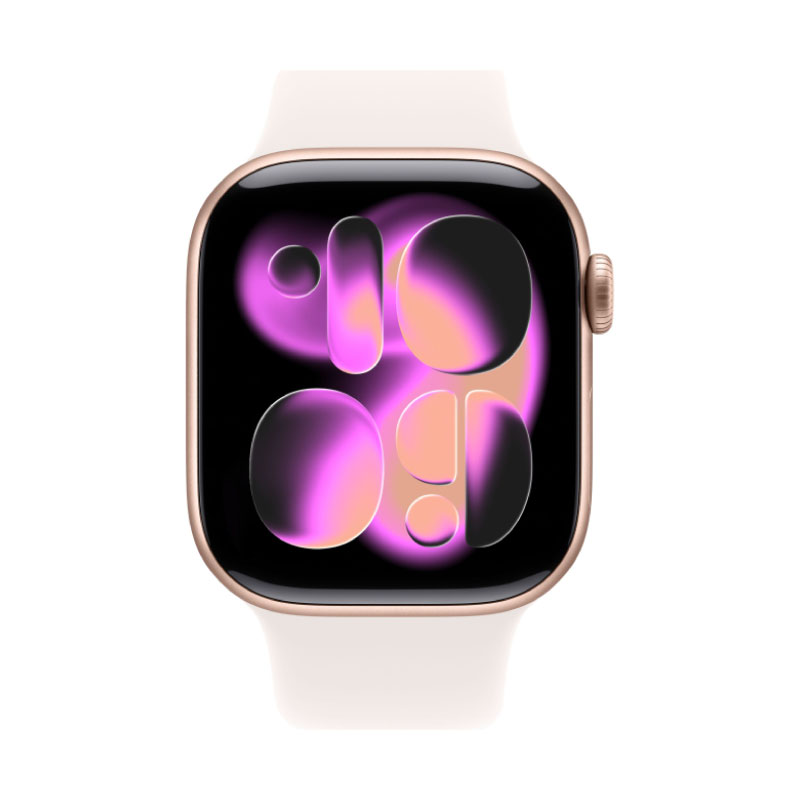 умные часы apple watch series 11 (2025) gps 42 мм, rose gold aluminium case, sport band, starlight s/m