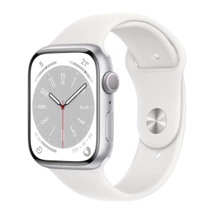 умные часы apple watch series 8 gps 45мм silver aluminum case with white sport band