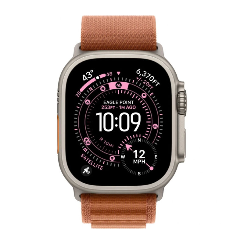 умные часы apple watch series ultra 3 (2025) 49 мм, natural titanium case, terra cotta alpine loop
