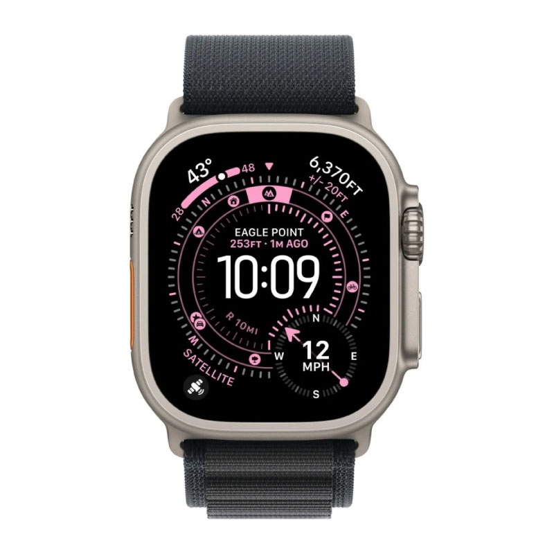 умные часы apple watch series ultra 3 (2025) 49 мм, natural titanium case, black alpine loop