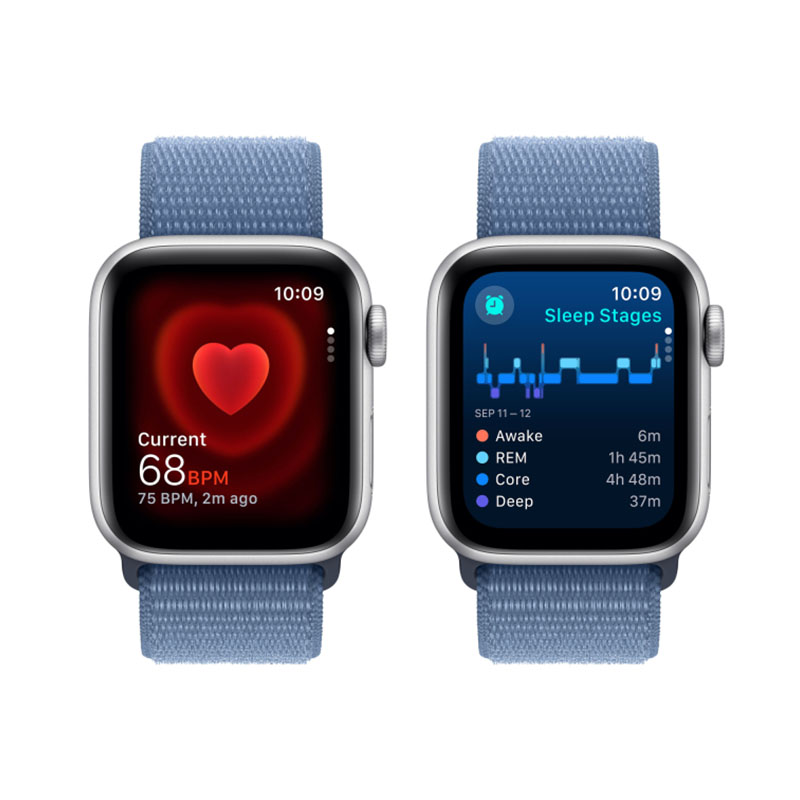 умные часы apple watch series se (2023) gen 2 40 мм aluminium case, silver blue sport loop (mre33)