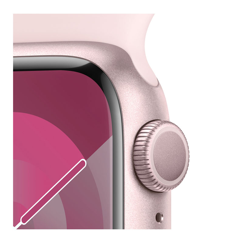 смарт-часы apple watch series 9, 45мм, m/l sport band, нежно-розовый (mr9h3)