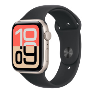 умные часы apple watch series se 3 (2025) gps 44 мм, starlight aluminum case, black sport band m/l