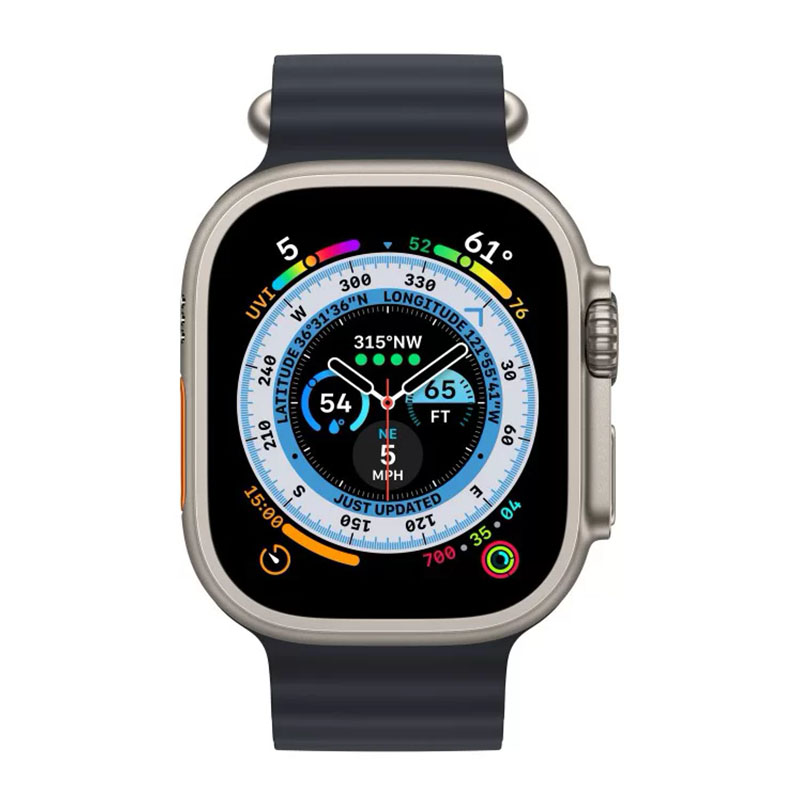 умные часы apple watch ultra gps + cellular 49мм titanium case with midnight ocean band, черный