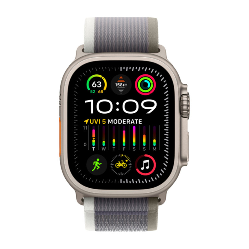 смарт-часы apple watch ultra 2 gps + cellular, 49мм, m/l, ремешок trail зеленый/серый