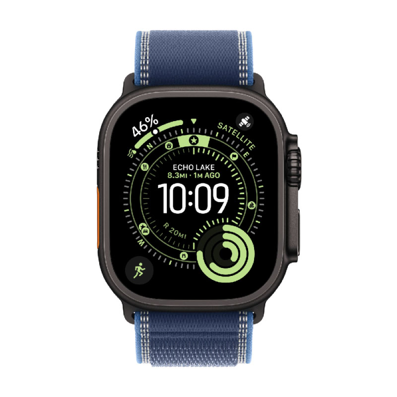 умные часы apple watch series ultra 3 (2025) 49 мм, black titanium case, blue trail loop