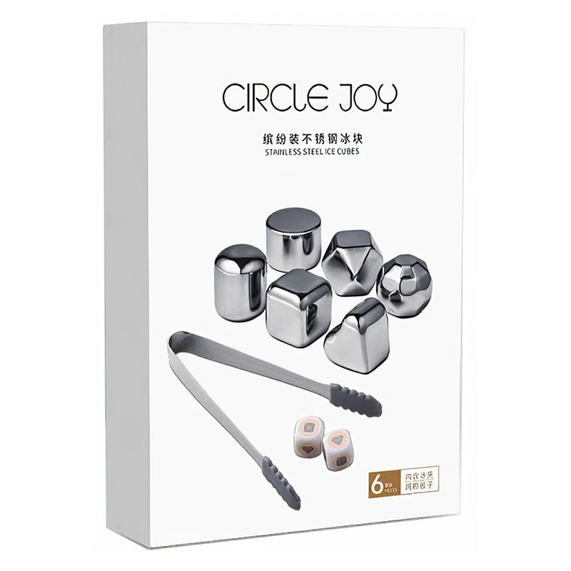 охлаждающие стальные кубики для напитков circle joy stainless steel ice cubes 6шт. (cj-bk02)