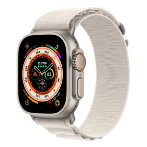 умные часы apple watch ultra 49 мм titanium case cellular, титановый/сияющая звезда alpine loop, (s/m 130-180)