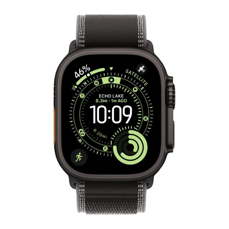 умные часы apple watch series ultra 3 (2025) 49 мм, black titanium case, black trail loop