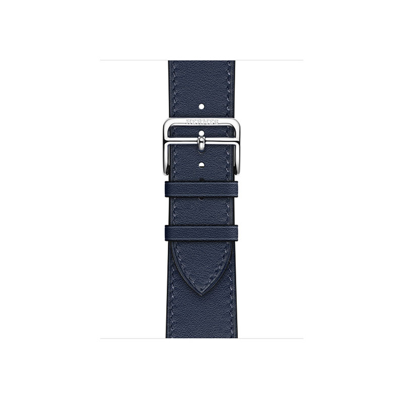 часы apple watch series 6 hermès 40mm корпус из стали серебристого цвета, синий кожаный ремешок (mgwm3)