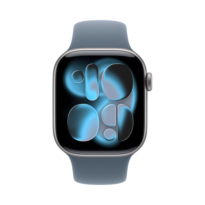 умные часы apple watch series 11 (2025) gps 46 мм, space grey aluminium case, sport band, blue m/l