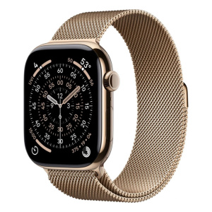 умные часы apple watch series 11 (2025) gps + cellular 46 мм, gold titanium case, milanese loop, gold m/l